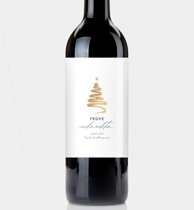 Flaschenetikett Weihnachten Golden tree · Classic