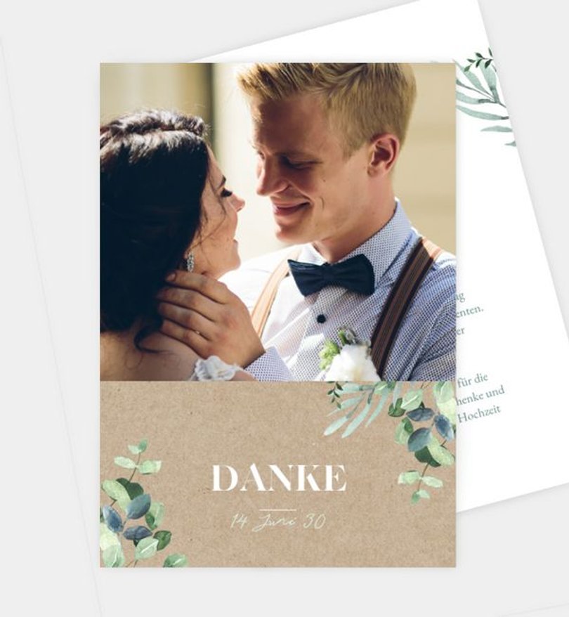 Dankeskarte Hochzeit Minty Flower