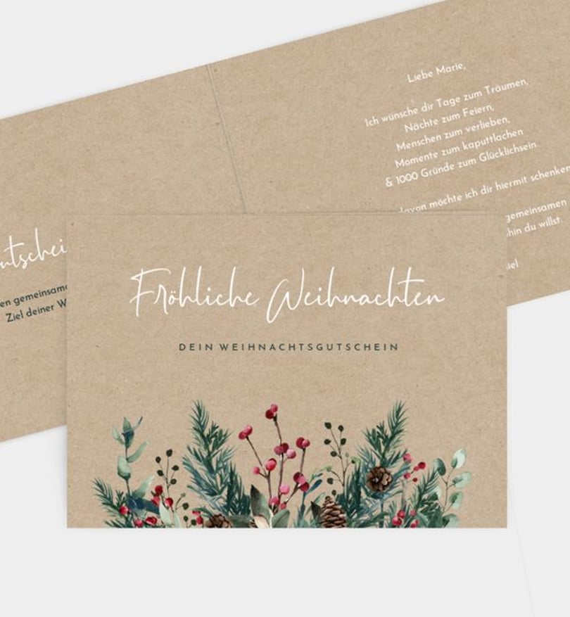 gutscheinkarte Weihnachten Crafty green · Vintage