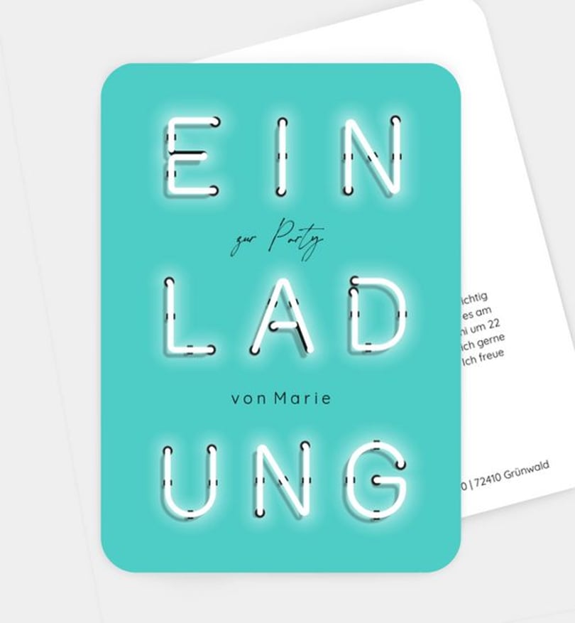 Einladungskarte Party Neon