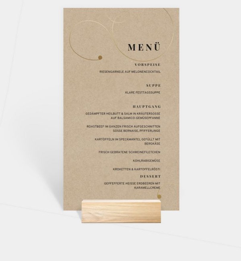 Menükarte Jubiläum Jour · Crafty