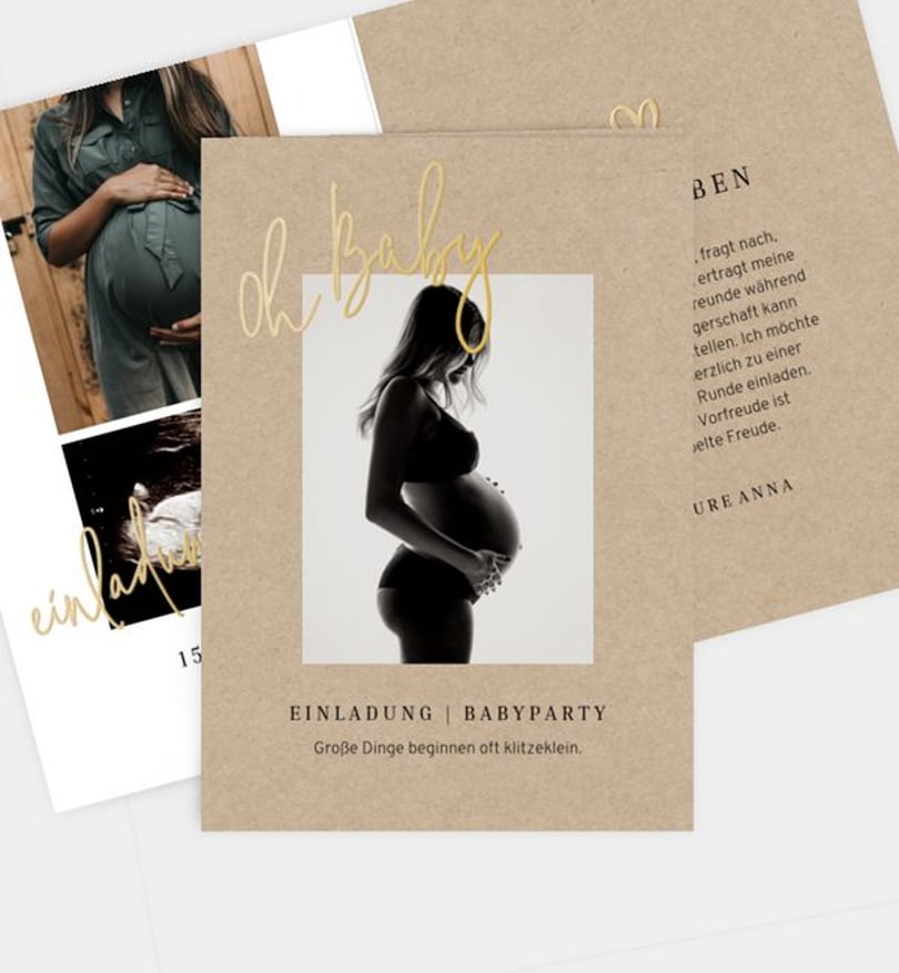 Einladungskarte Babyshower Golden Moment