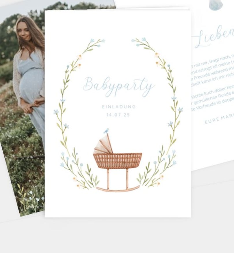 Einladungskarte Babyshower Geborgenheit