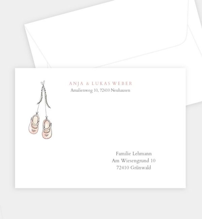 Briefumschlag Babyshower Little Shoes