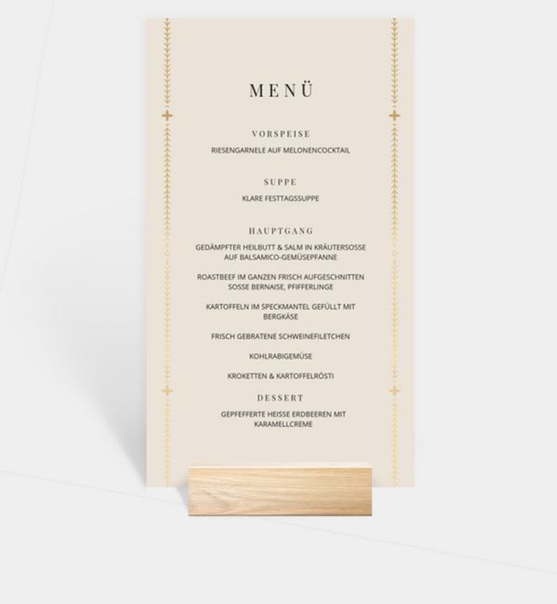 Menükarte Jubiläum Art Deco