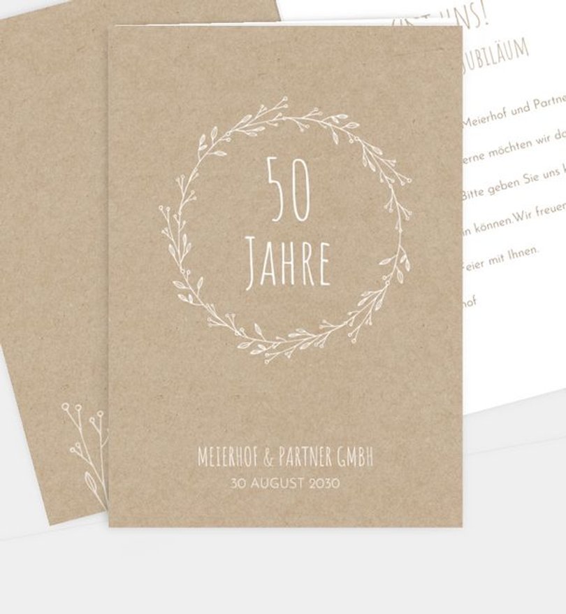 Einladungskarte Jubiläum Rustique Garden
