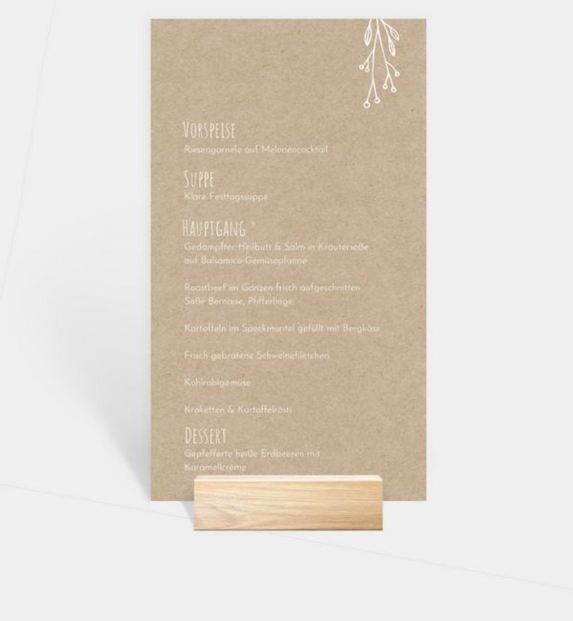 Menükarte Jubiläum Rustique Garden