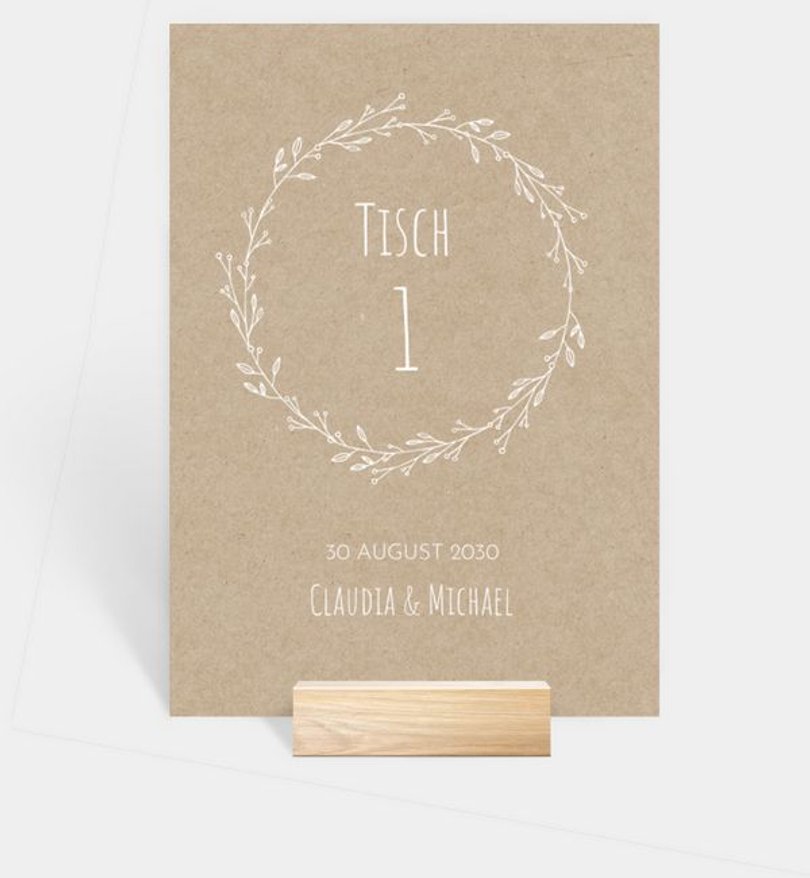 Tischnummer Jubiläum Rustique Garden