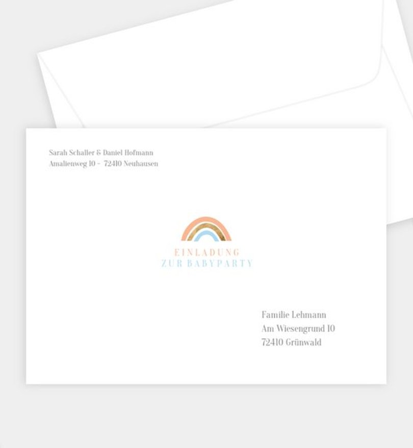 Briefumschlag Babyshower Regenbogen