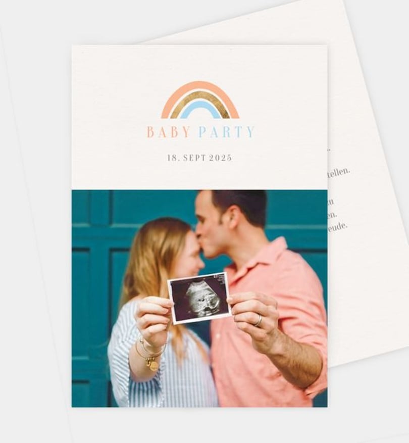 Einladungskarte Babyshower Regenbogen