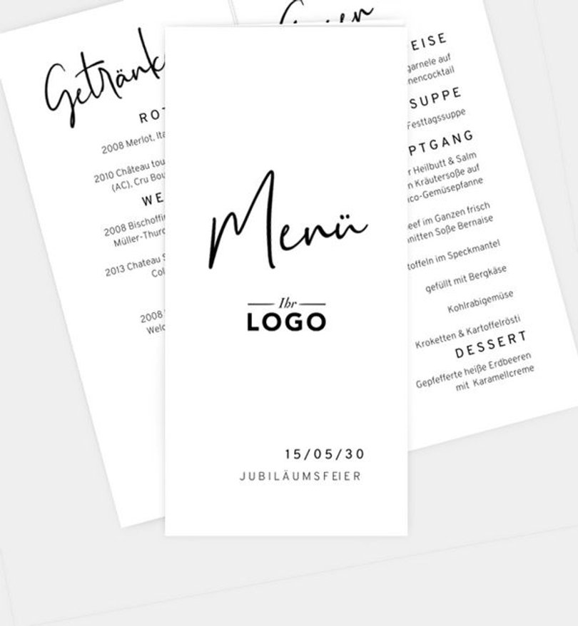 Menükarte Jubiläum Voller Freude