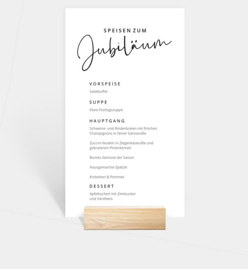 Menükarte Jubiläum Goldstreif