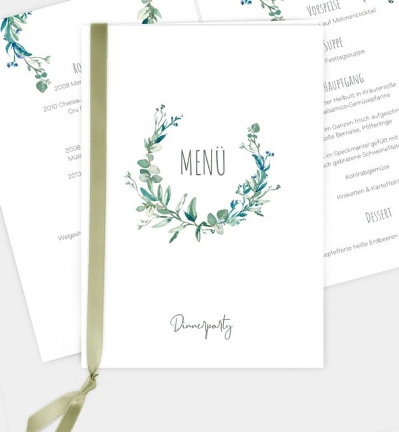 Menükarte Dinner Soft Green