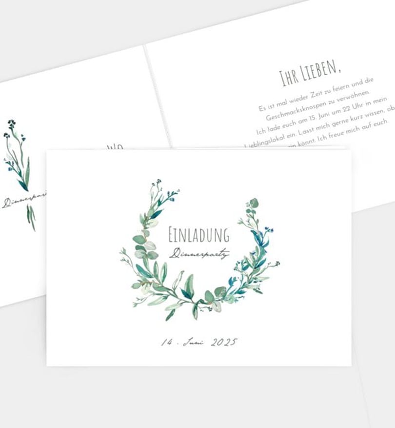 Einladungskarte dinner/einladungskarte/occasion Soft Green