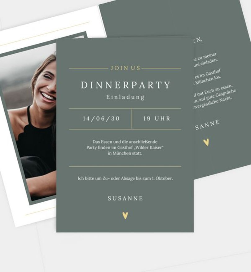 Einladungskarte Dinner Einfaches Raster
