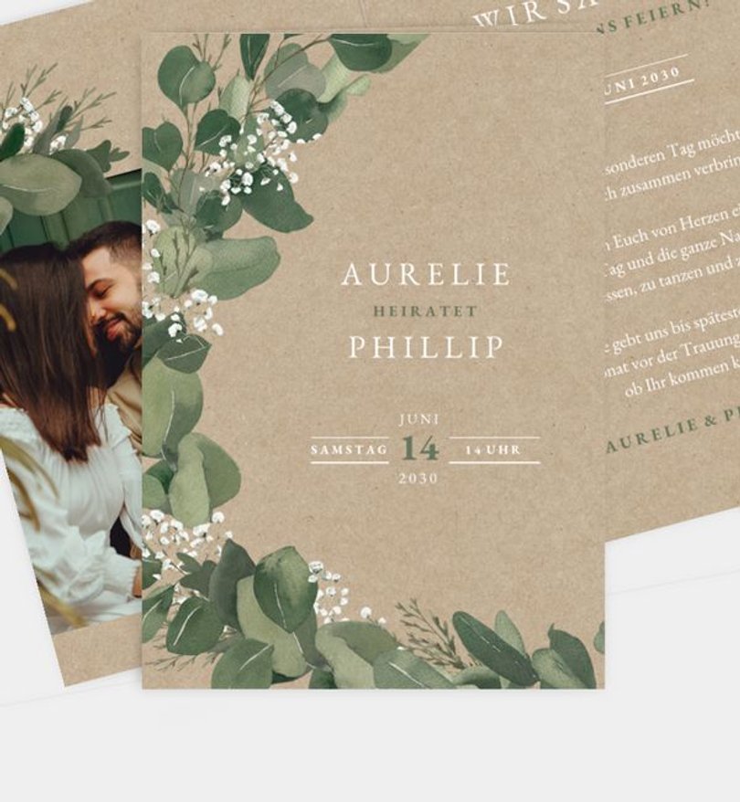 Einladungskarte Hochzeit Eucalyptus Wreath