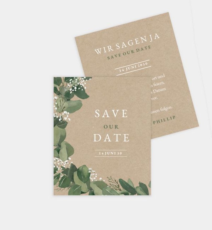 Save-The-Date Karte Hochzeit Eucalyptus Wreath