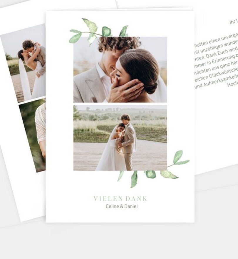 Dankeskarte Hochzeit Simple Green