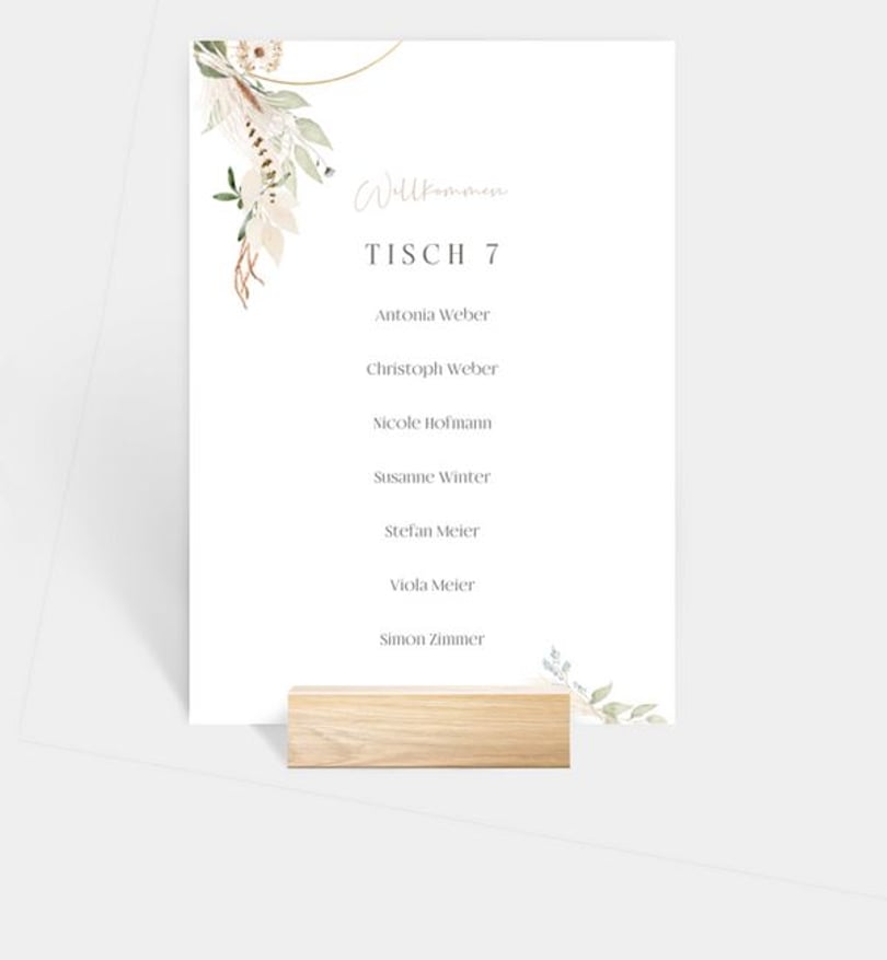 Gruppentischkarte Hochzeit Boho Frame
