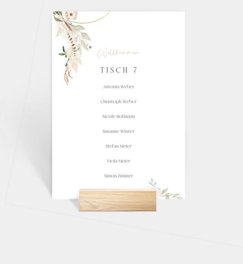 Gruppentischkarte Hochzeit Boho Frame