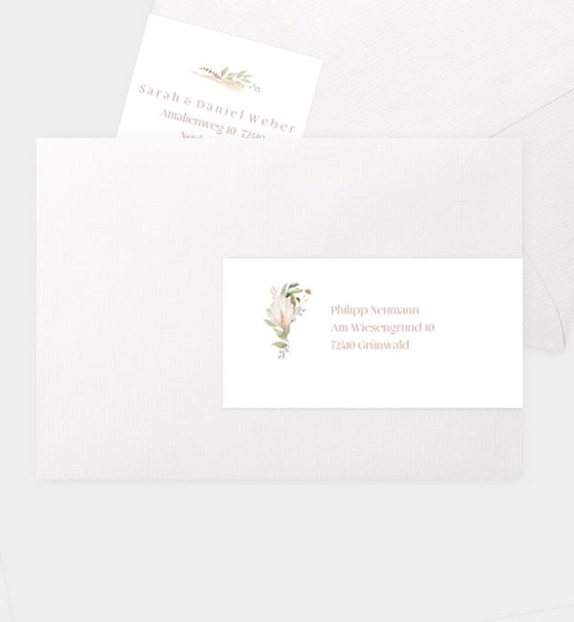 Adressaufkleber Hochzeit Boho Kranz
