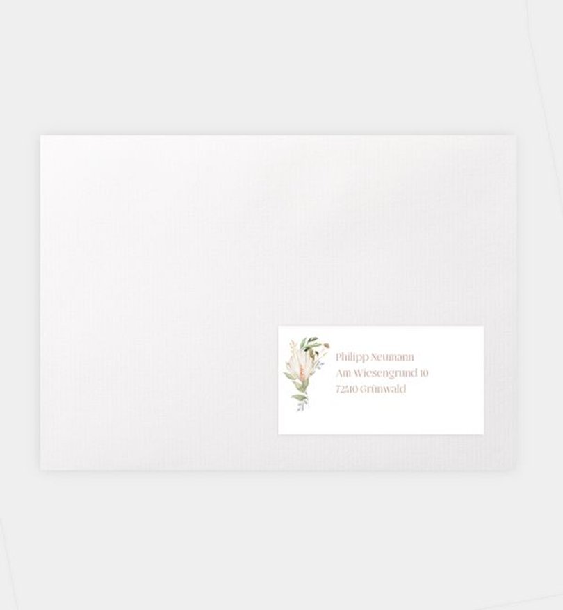 Empfängeraufkleber Hochzeit Boho Kranz