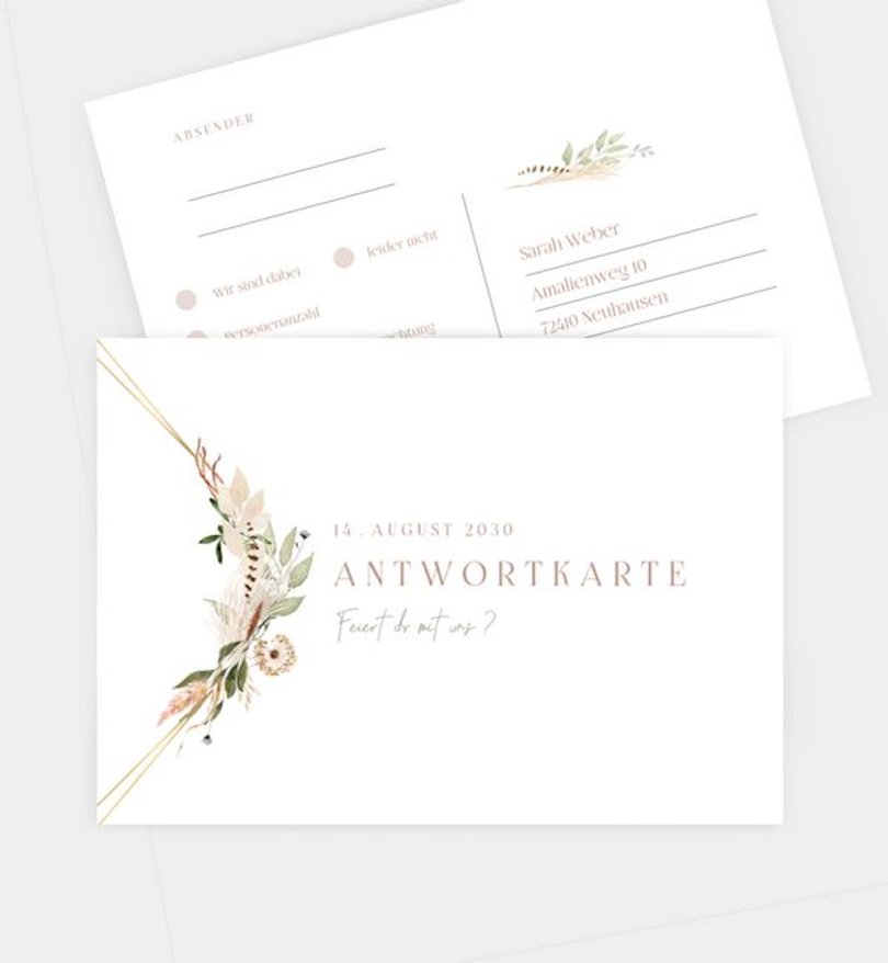 Antwortkarte Hochzeit Boho Kranz