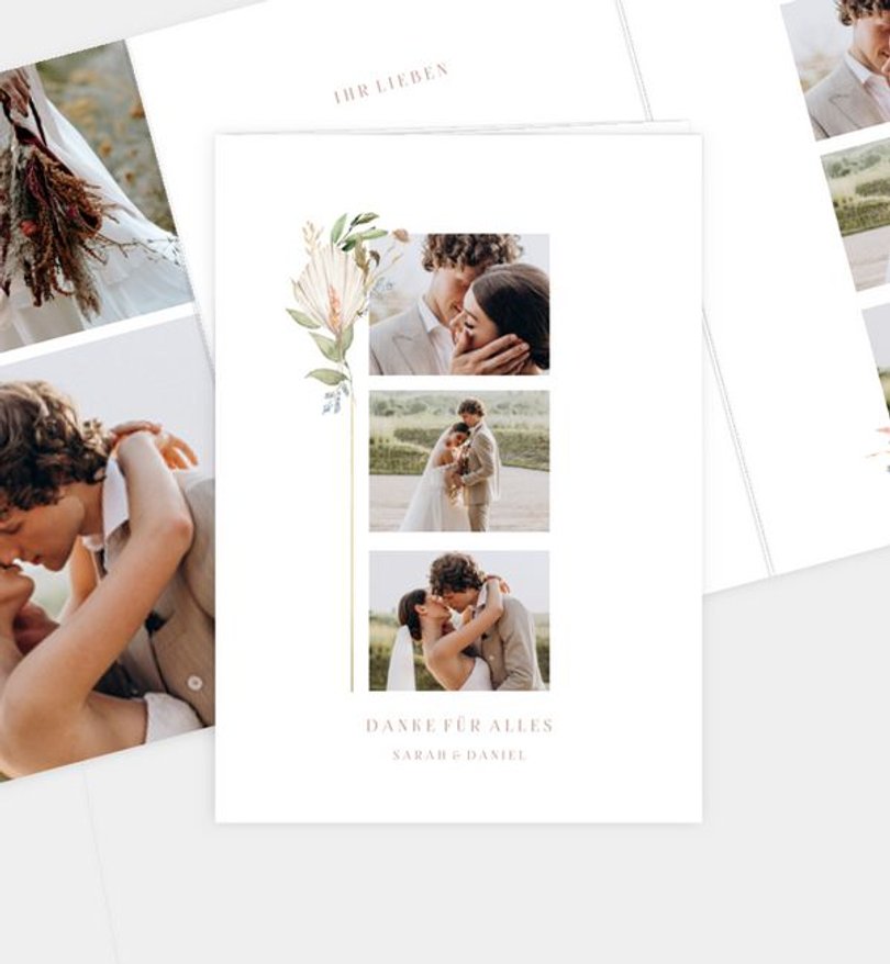 Dankeskarte Hochzeit Boho Kranz