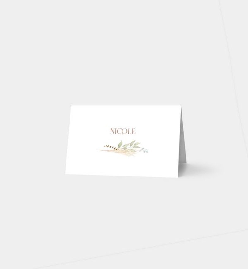 Tischkarte Hochzeit Boho Kranz
