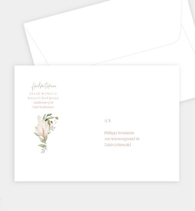 Briefumschlag Hochzeit Boho Kranz