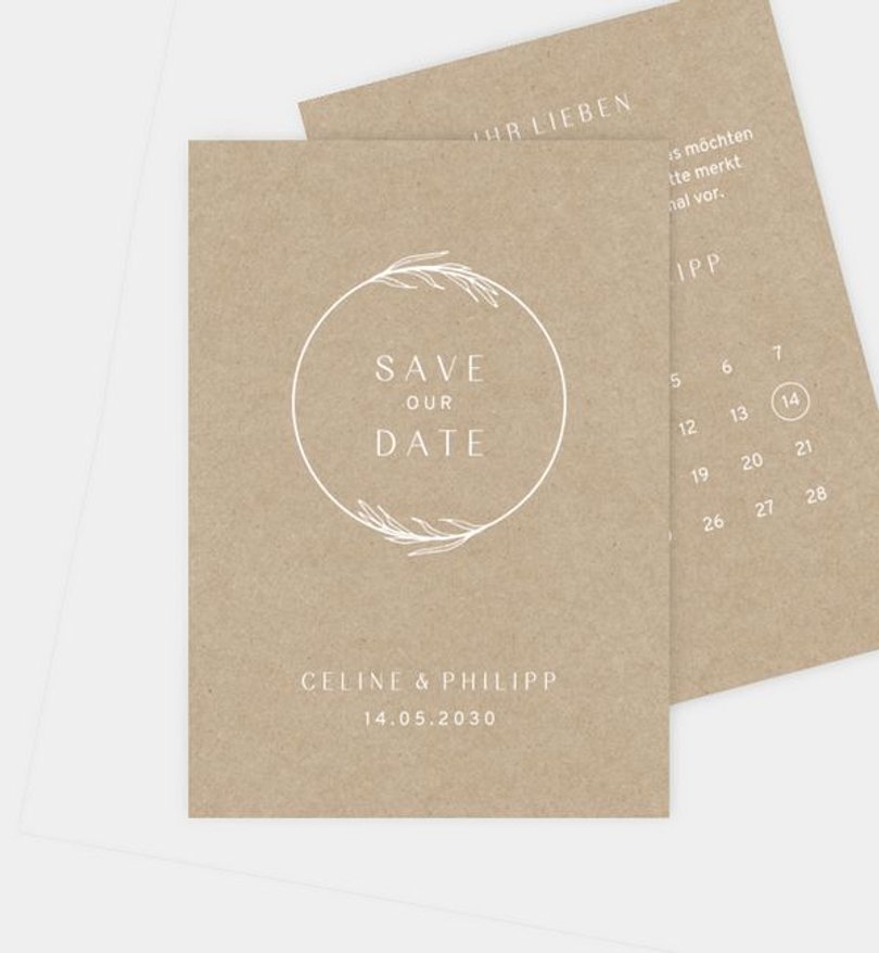 Save-The-Date Karte Hochzeit Elegant Wreath