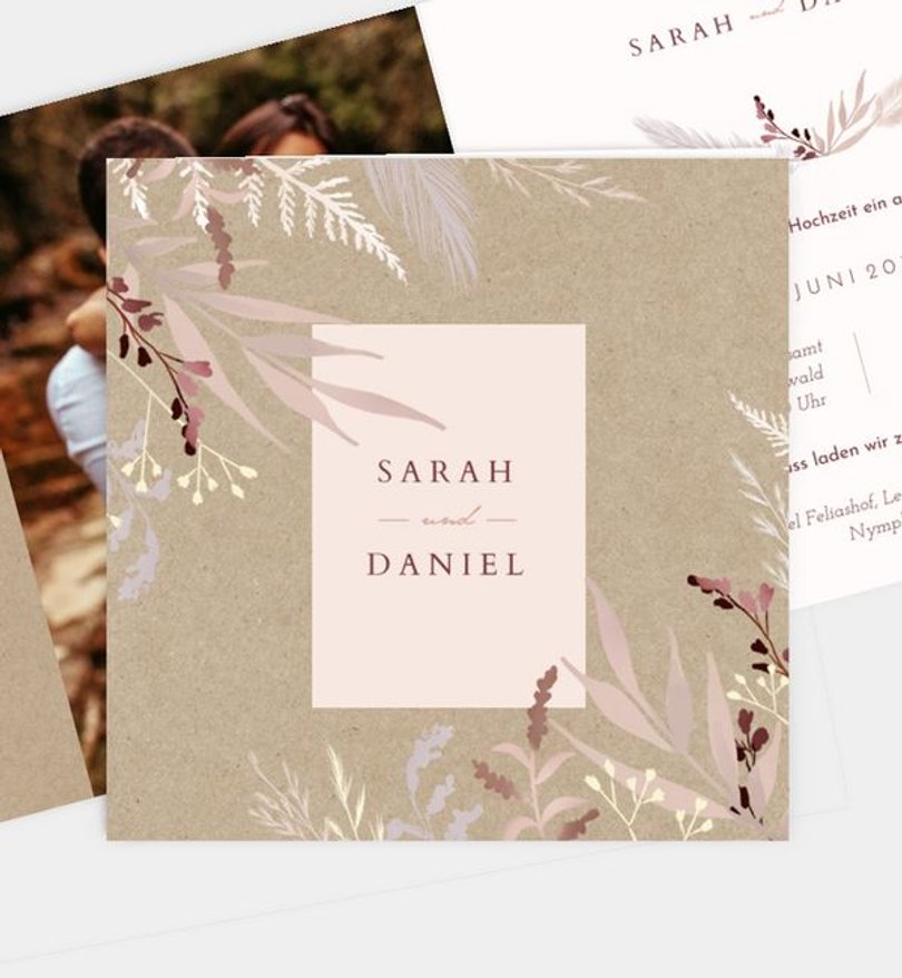 Einladungskarte Hochzeit Purple Love