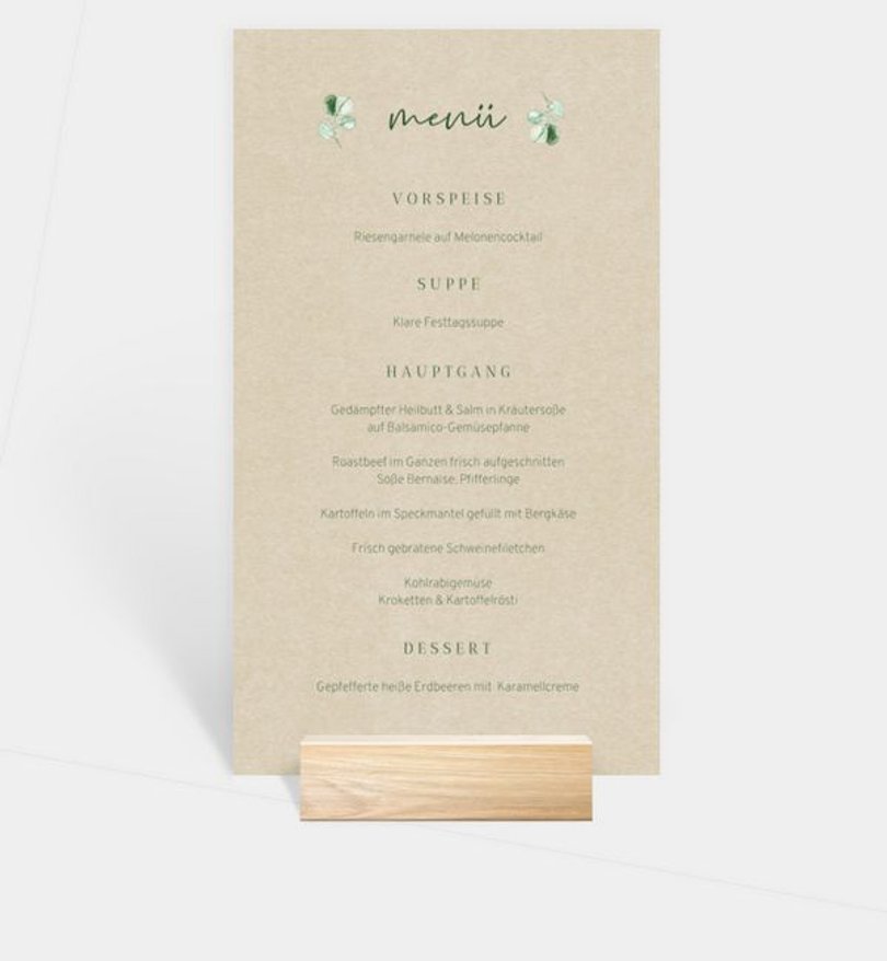 Menükarte Hochzeit Eucalipto