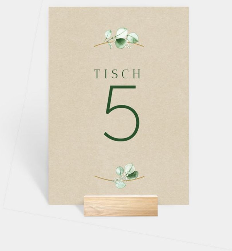 Tischnummer Hochzeit Eucalipto