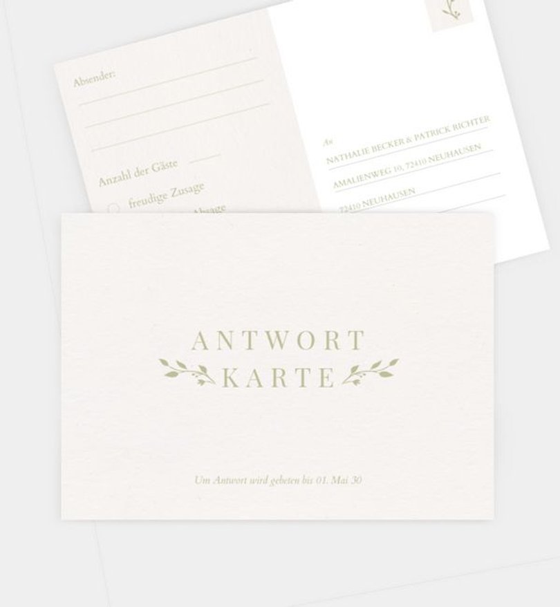 Antwortkarte Hochzeit Zarter Zweig