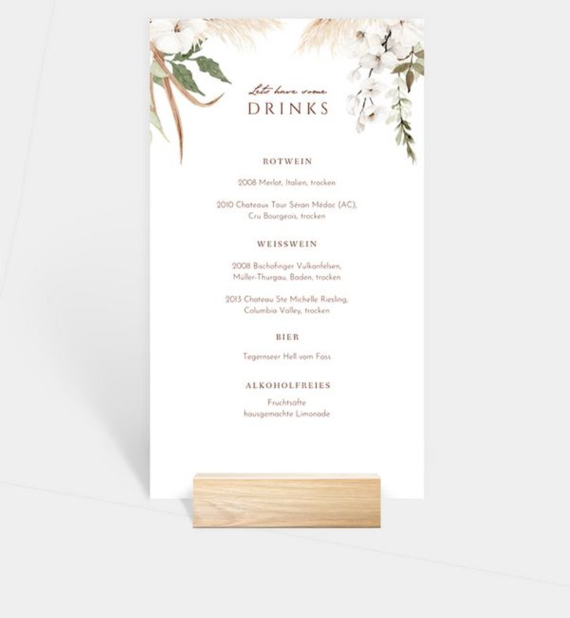 Menükarte Hochzeit Boho Beauty