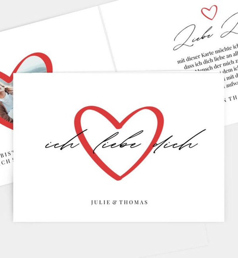 Grußkarte Valentinstag Heart of gold · Rot