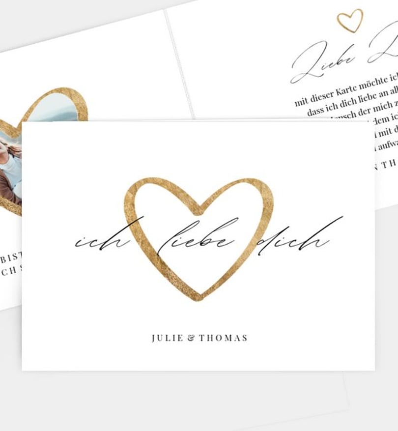 Grußkarte Valentinstag Heart of gold · Gold
