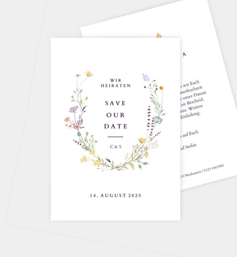 Save-The-Date Karte Hochzeit Blütengarten