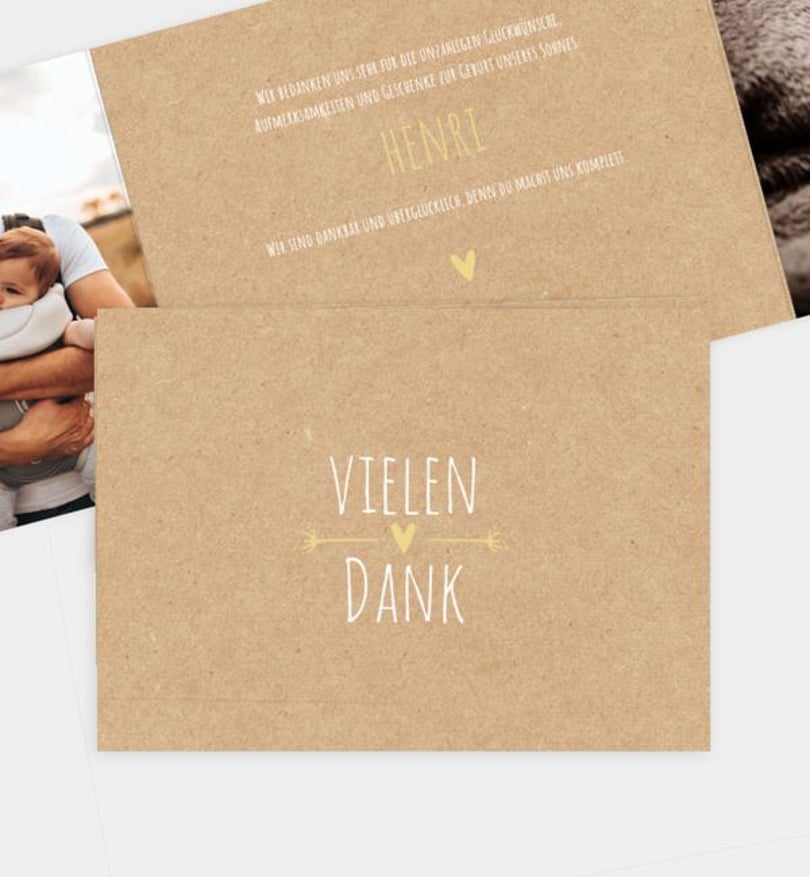 Dankeskarte Geburt Vintage Love · Crafty