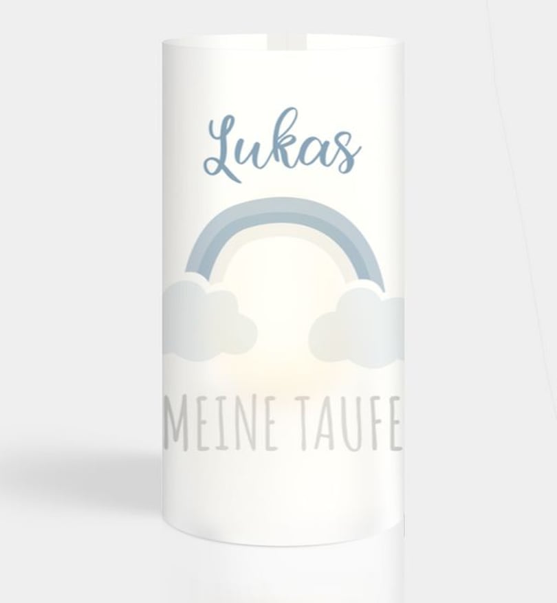 Windlichtkarte Taufe Täubchen