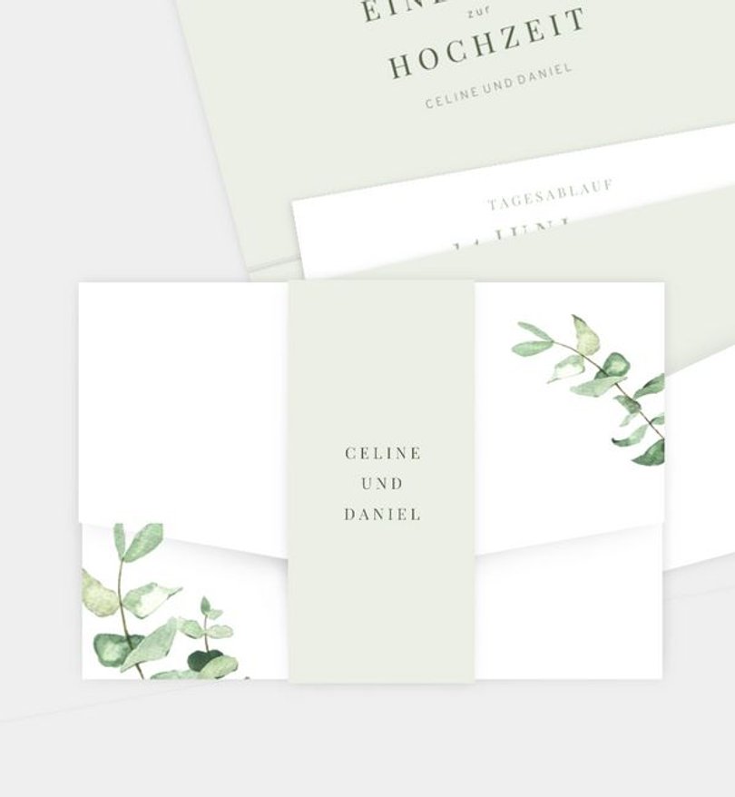 Einladungskarte Hochzeit Simple Green