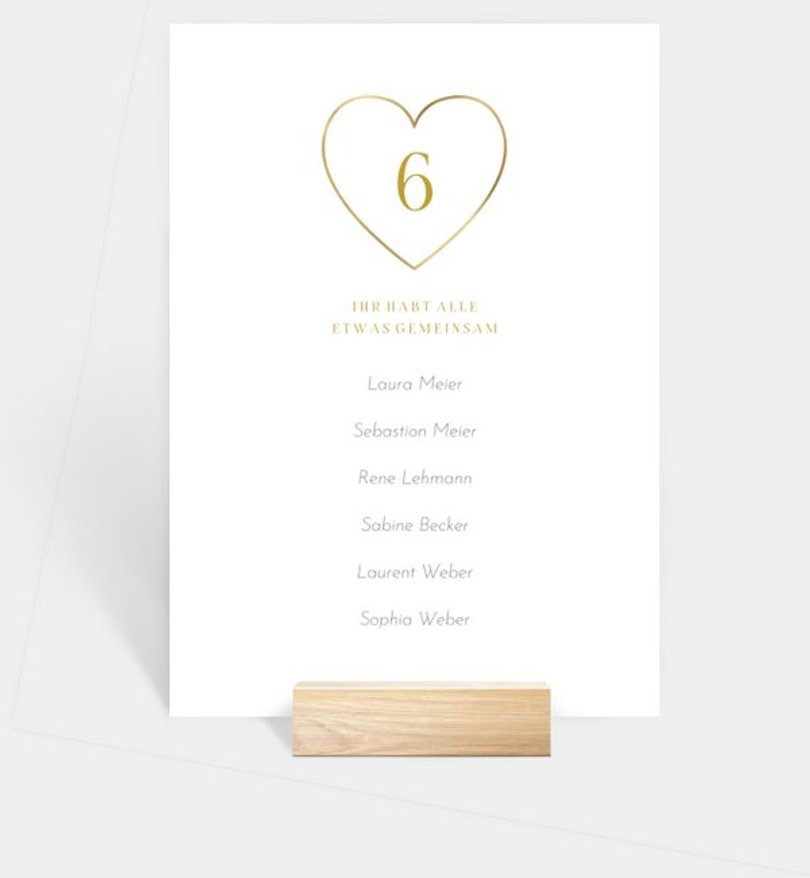 Gruppentischkarte Hochzeit Du bist mein Herz