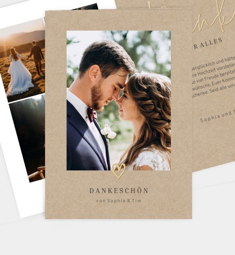Dankeskarte Hochzeit Golden moments forever