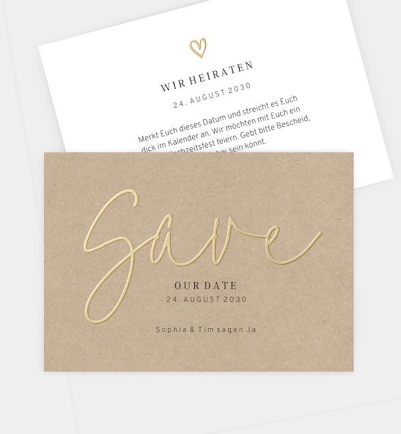 Save-The-Date Karte Hochzeit Golden moments forever