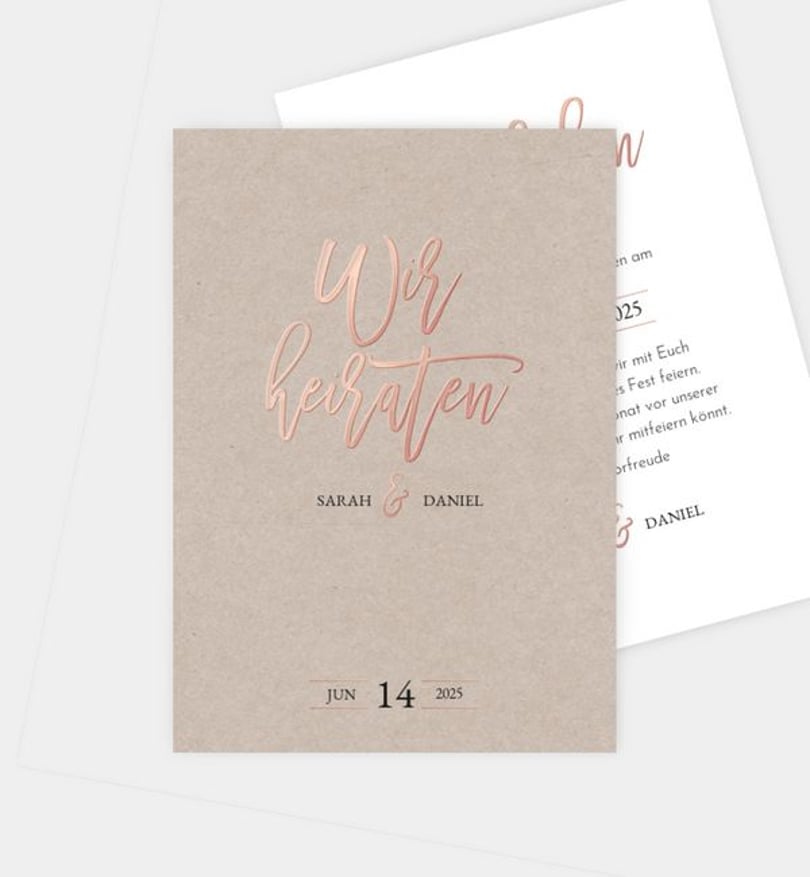 Einladungskarte Hochzeit Rosegold-Crafty