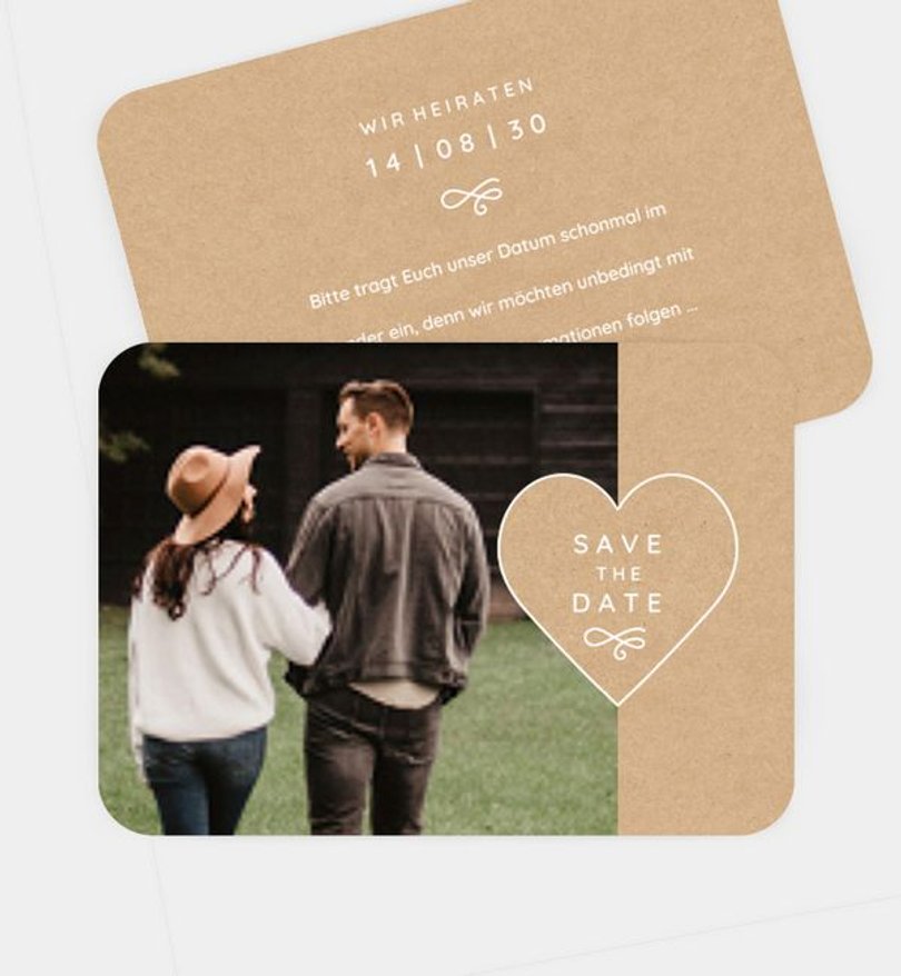Save-The-Date Karte Hochzeit Crafty Heart