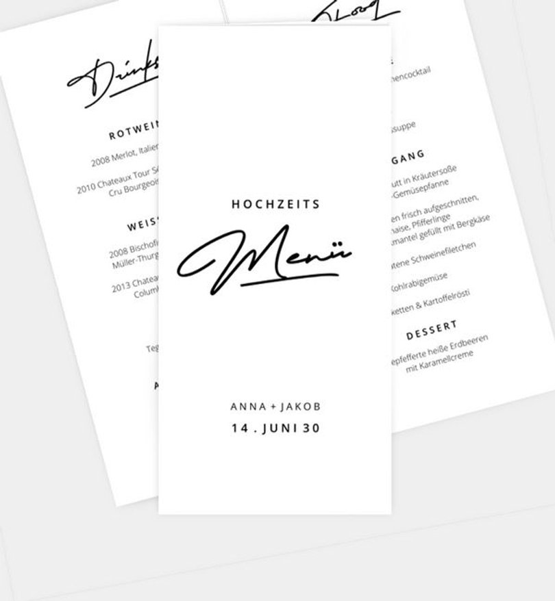 Menükarte Hochzeit Contemporary Wedding