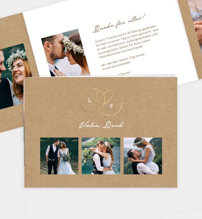 Dankeskarte Hochzeit Ewiges Herzgold · Crafty
