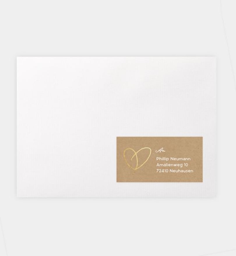 Empfängeraufkleber Hochzeit Ewiges Herzgold · Crafty
